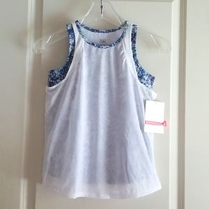 Athleta Girl Fitness Top NWT Blue Purple and White